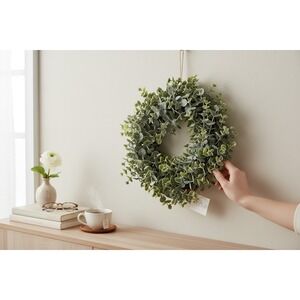elROSE Eucalyptus Wreath Home Decor OS Green Brand New Faux Foliage Grapevine